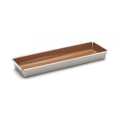 Moule rectangulaire fond amovible inox perforé 35 x 10,5 x 3,5 cm