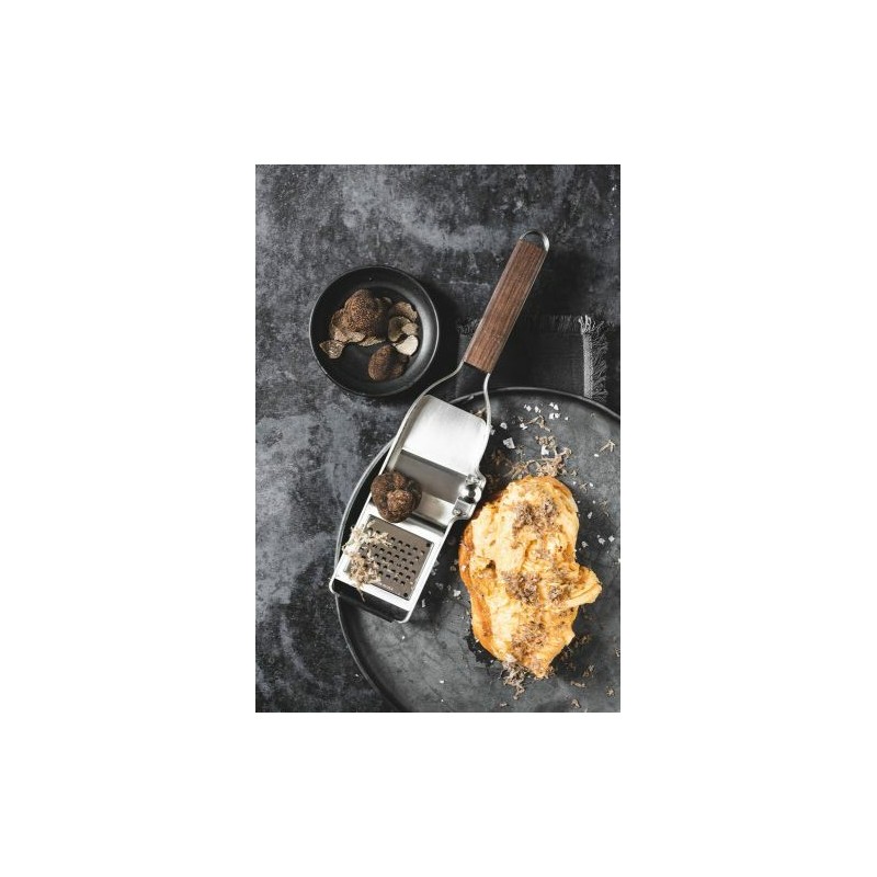 Râpe à truffes avec manche en bois - Couteau à truffe noir - Couteau à  trancher les copeaux de chocolat - Copeaux de fromage pour chocolat