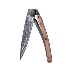 Couteau Deejo 37g titane noir bois genévrier Montagne