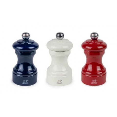 Coffret moulin poivre et sel Bistro bleu blanc rouge 10 cm