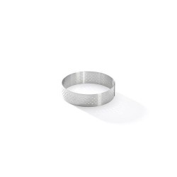 Cercle à tarte perforé bord droit inox Ø8,5 x 2 cm