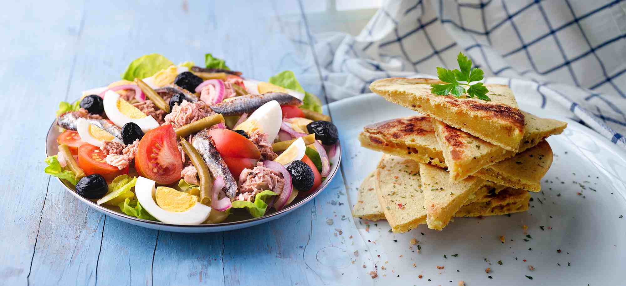 recette socca et salade niçoise